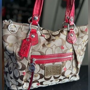 EUC limited edition Valentines heart Coach poppy glam bag
